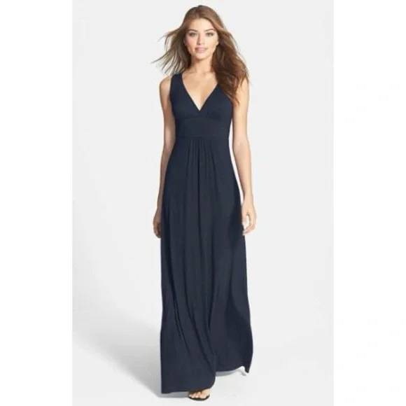 dark green jersey dress Green Jersey Knit Contrast Trim Sleeveless Maxi Dress - All Dresses main image 1